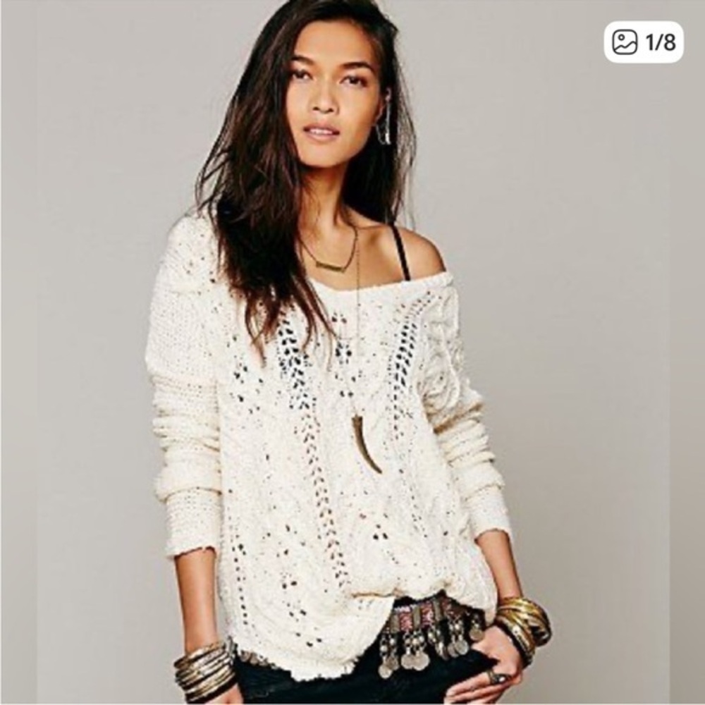 Free People Cross My Heart Knit Pull Over